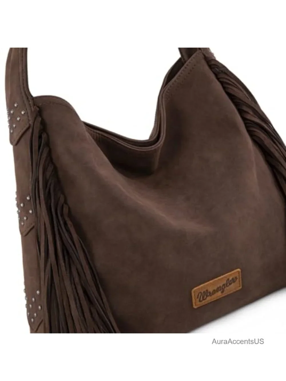 Suede Leather Fringe Hobo Bag Studded Western Shoulder Purse Tassel